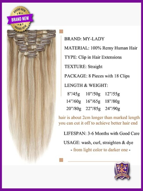 14 inch Clip In Hair Extensions Real Human Hair Straight 60g 8pcs Weft Full Head
